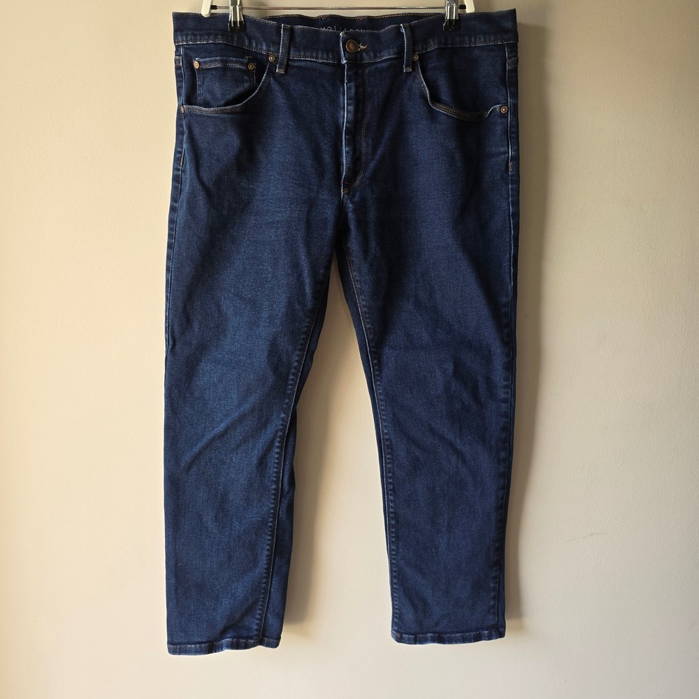 Mott & Bow Mens Slim Fit Dark Indigo Stretch Denim Jeans 38x30 New York Design